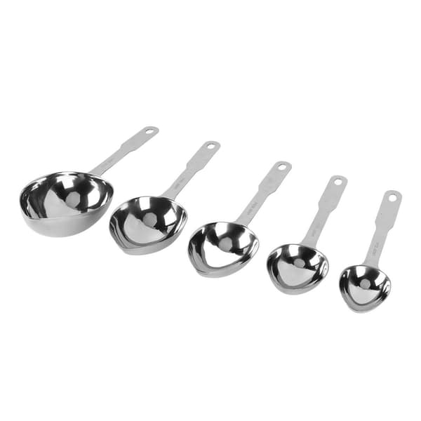Pakke med 5 rustfrie stålskjeer med langt håndtak, ergonomisk, blank KLB