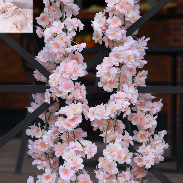 Kunstig kirsebærblomstring girlander rosa 1,8 m, til bryllupsfest, sett med 2 KLB