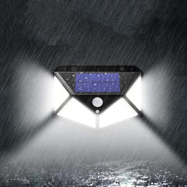 LED-vägglampa med rörelsesensor, IP65 vattentät, solcellsladdad, ljus