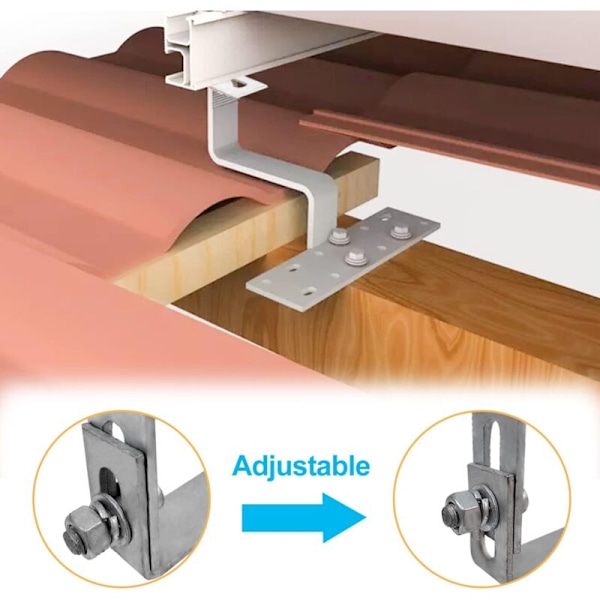 4 stk. solcellepanel monteringsbraketter, rustfritt stål solcellepanel brakett, for solcelle PV brakett, solcellepanel brakettkroker, enkel å installere KLB