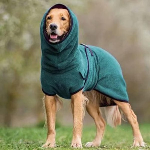 Hundbadrock med huva och justerbar rem + tasshandduksset