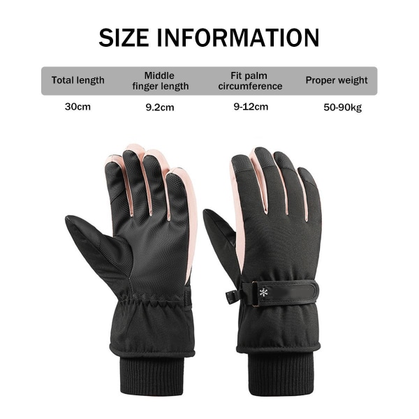 Ski Snow Gloves Vinter Kallt Väder Vindtät Varm Snowboard Spo Svart KLB