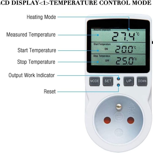 Digital temperaturregulator Värme Kylning Termostatuttag LCD temperaturregulator