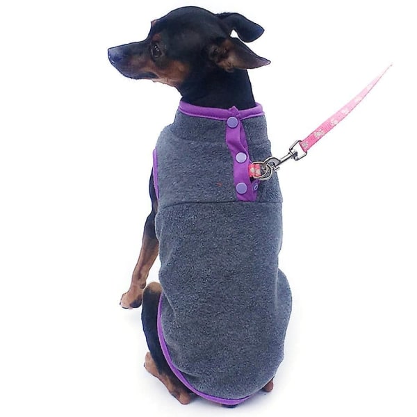 2 st Hundvalp Vinter Varma Kläder Fleece Pullover Tröja Rock Kläder(S)Mörkgrå