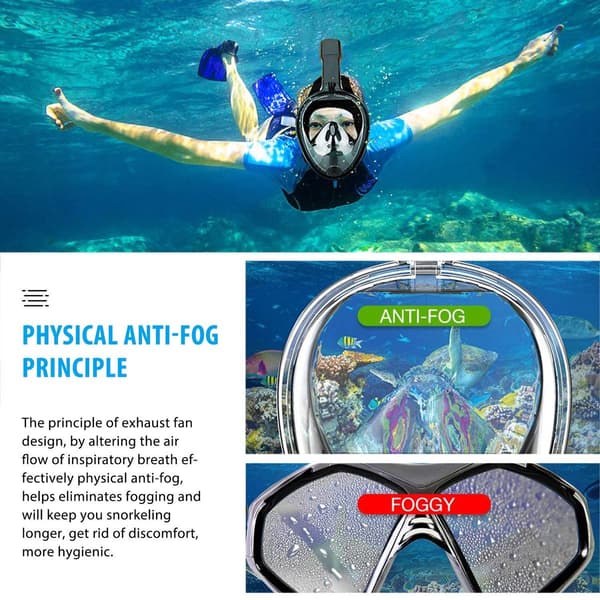 Snorkkelimaski, 180° täysin kasvot peittävä sukellusmaski, sukelluslasit