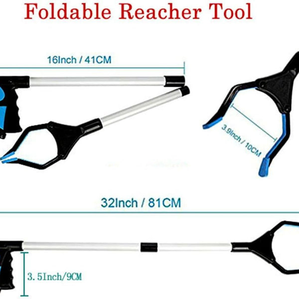 Hopfällbar gripare, 2-pack griptänger, roterbar griptång, soptång, halkfri
