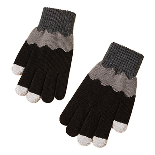 Dame Vinter Touchscreen Ull Magic Gloves Varm strikket Fleece Fôret Svart KLB