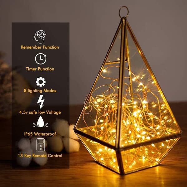 Batteridrevne julelys - 100 LED, timer, fjernkontroll, vanntett KLB