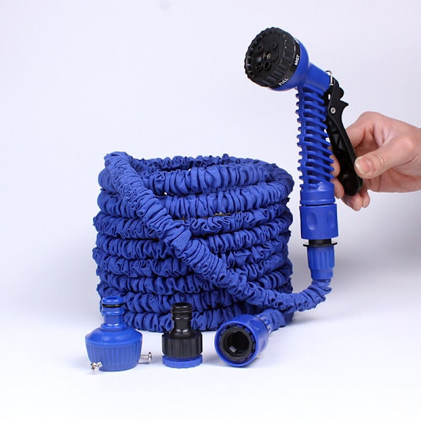 Laajennettava puutarhaletku 60M/200FT Joustava puutarhaletku Retractable Hose Fittings 7 suihkupistoolifunktiolla puutarhan kasteluun ja puhdistukseen (60m) KLB
