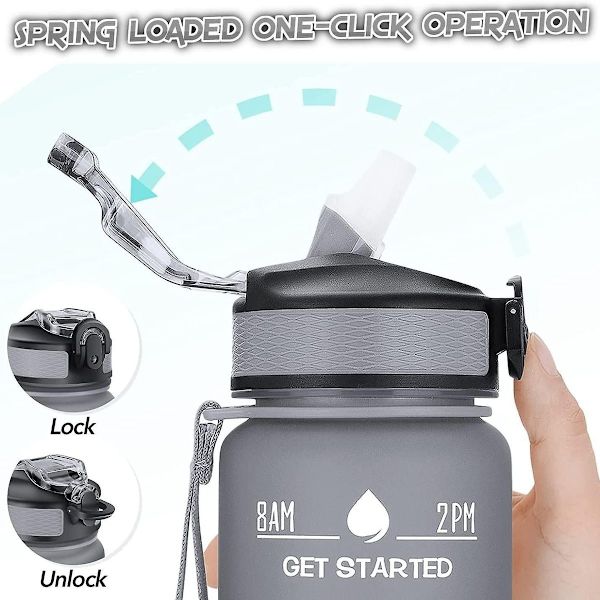 Vandflaske med tid 1L, BPA-fri med filter og Cl KLB