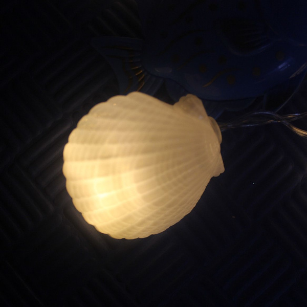 Ocean Seashell 10/20 vedenpitävät lämpimän valkoiset paristokäyttöiset LED-valosarjat ranta-aiheiseen sisustukseen