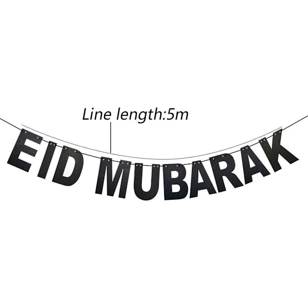 4 stk Eid Mubarak bannersett, gull glitrende Eid banner og månestjerner KLB