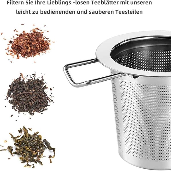 304 rustfrit stål tesi, tesil og låg/drypbakke, 2 stk.