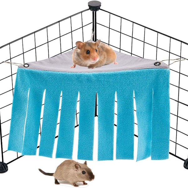 2-pakks lite dyrehammock for hamster, blå (ekskludert jernrist) KLB