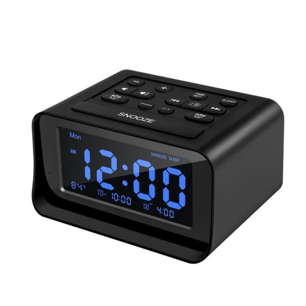 LED digital väckarklocka för sovrum med USB-laddningsport, radioklocka, temperatur, elektronisk