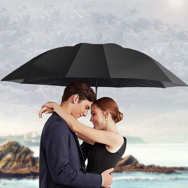 Fuldautomatisk dobbelt paraply med tolv ribben, Repel Umbrella sort