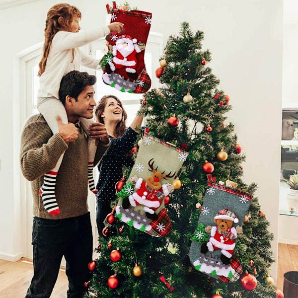 4-pack julstrumpor, julklappspåse, tomtestövlar KLB