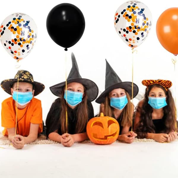 12\" Konfettifyldte Balloner i Orange og Sort til Halloween