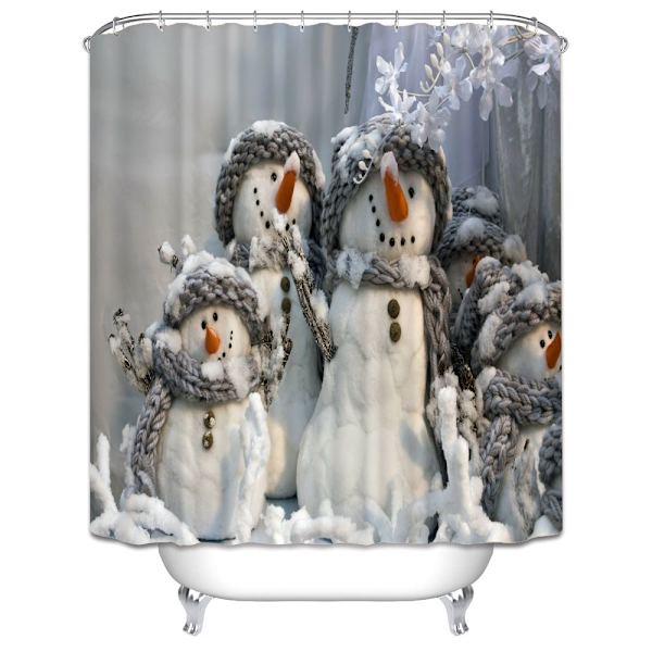 180cmx200cm, Julegardin, Vinter Snøsesong Julenissen, Stoff Baderomsdekorsett med Kroker I)