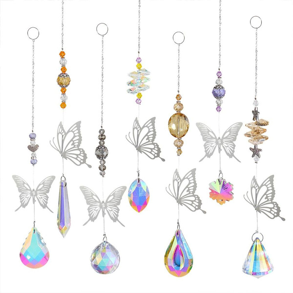 7 stk. Butterfly Crystal Suncatcher Crystal Lysekrone Prisme