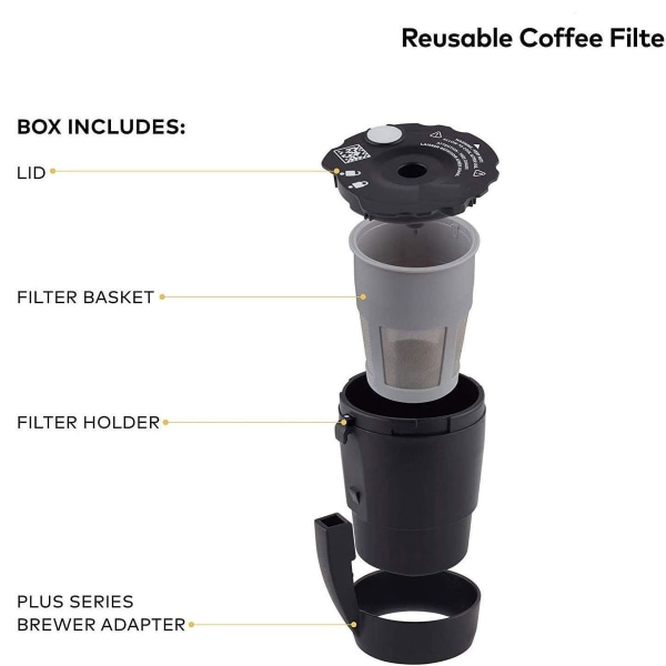 Återanvändbart kaffefilter kompatibelt med Keurig My K-Cup Svart