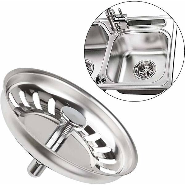 Set med 2 diskbänksproppar i rostfritt stål (79,3 mm) - universell för kök och...