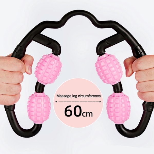 Muskelmassage-rulle, fascia & massage-enhed med håndtag til selvmassage. Pink