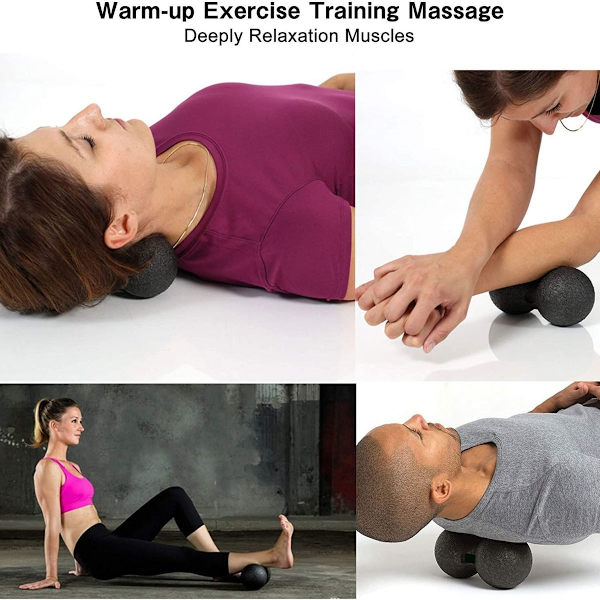 Set med 3 fascia-rullar, fascia-boll, twinball-massageboll för yoga KLB