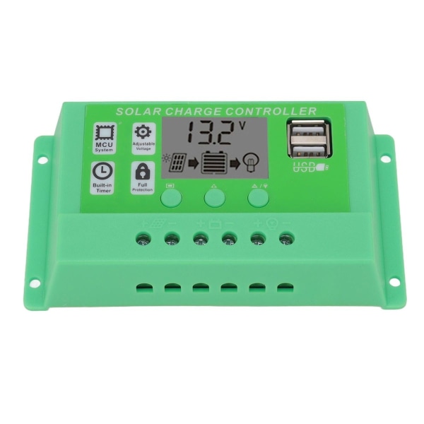 Grøn PWM solcelleladeregulator, stort LCD-display KLB