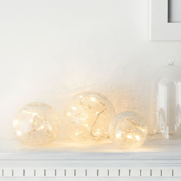 Lights4fun Set med 3 LED-glasbollar batteridrivna KLB