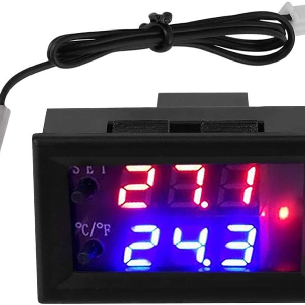 12V digital termostat multifunktionell termostat med sensor, temperaturmätningsområde: -50