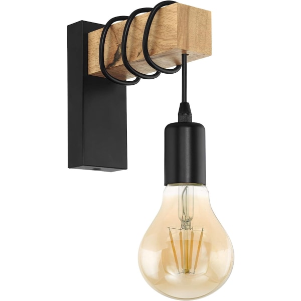 E27 Vegglampe Innendørs Moderne Svart/Hvit Industriell Vegglampe E27 Tre med Bryter Lys Suspensjon Vegglampe Sengelampe (Pære Ikke Inkludert)