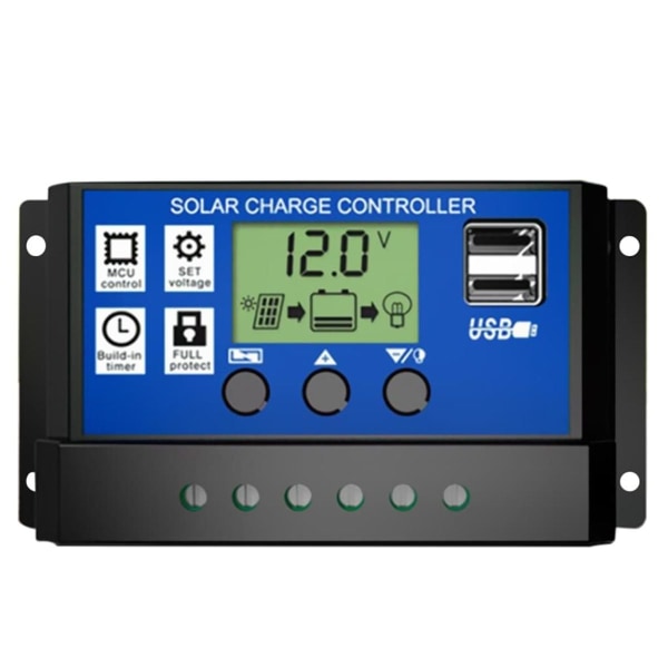 30A Solar Panel Controller HD LCD Batteri Charge Controller Intelligent Controller KLB