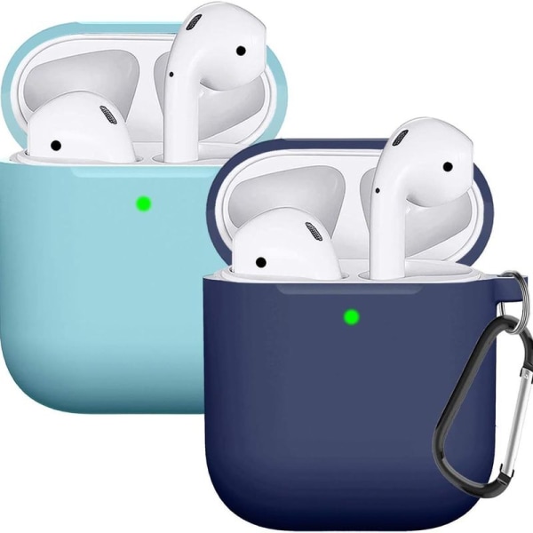 Airpods-dekselbeskyttende deksel er kompatibelt med blå/marineblå