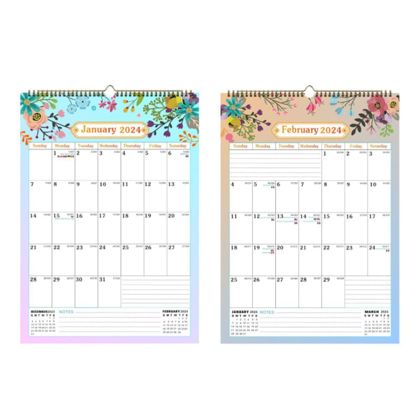 Veggkalender A5 12\" x 16,9\", jan 2024 - jun 2025, vertikal