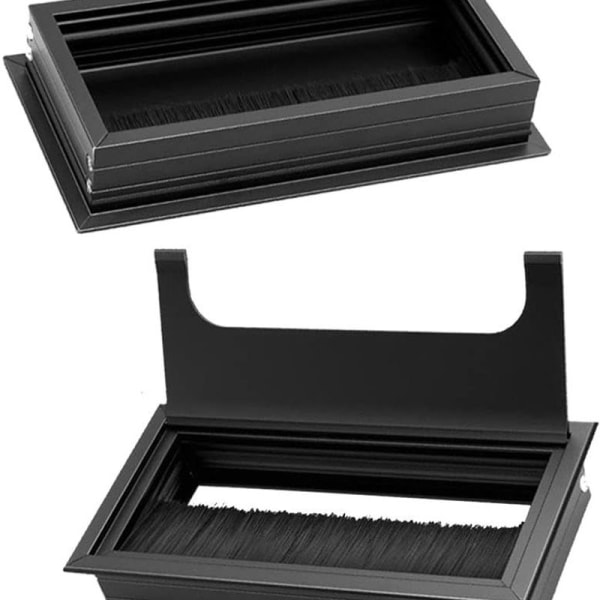 Cover, 3 delar, fyrkantig, svart, integrerad kabelgenomföring