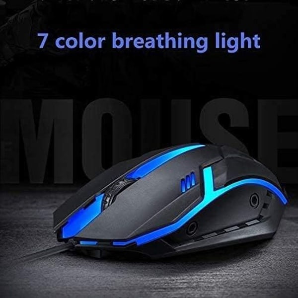 Kablet USB-mus optisk RGB datamus 1200DPI for kontor