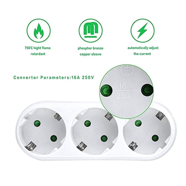 2 pieces 3-way socket adapter, 3-way multiple plug multiple socket KLB