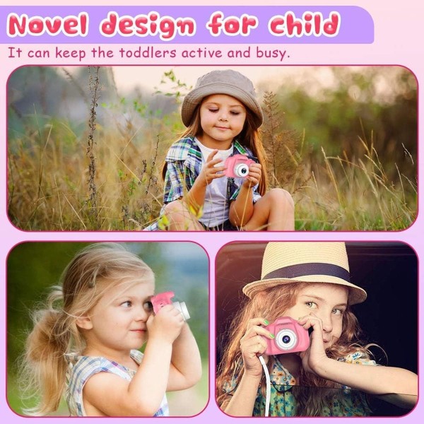 Børnekamera, display 1080P HD digitalkamera til 4-14 pink KLB