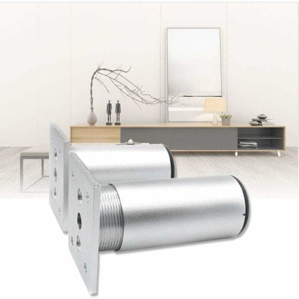 Aluminiumslegering Bordben, Justerbare Metalmøbelben til Bordplade, Morgenmad, Bar, Skrivebord, Hjørneskab (Sølv, 1 stk, Størrelse: 30 cm) KLB