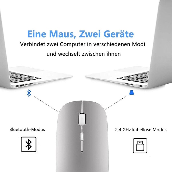 Oppladbar Bluetooth-mus for bærbar PC og nettbrett