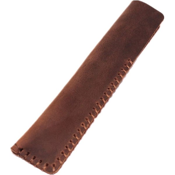 Håndlavet etui til én pen lavet af ægte læder i vintage brun