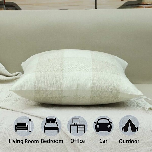 Kuddfodral Geometriskt Gitter Kuddfodral för Soffa Hem Vardagsrum Sovrum Heminredning, 45x45cm, Set om 2 Stycken (Beige Vit｜2 Stycken) KLB