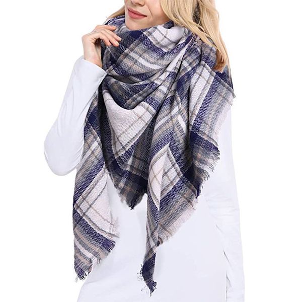 Dam Villi Scarf Sommar Vår Stola Wrap Rutnät Mönster Lätt