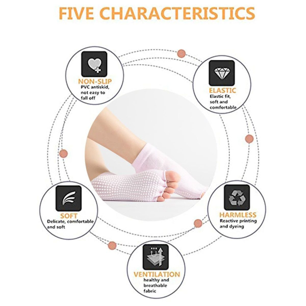 Yogasockar för män och kvinnor - Full Toe Non Slip PINK KLB