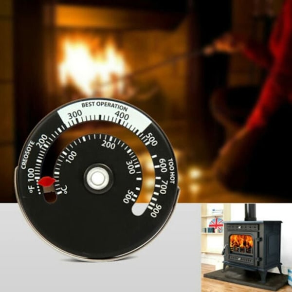 Magnetisk spis termometer eldstad rör termometer för rund trä skorsten rör ugn temperaturmätare (1) KLB