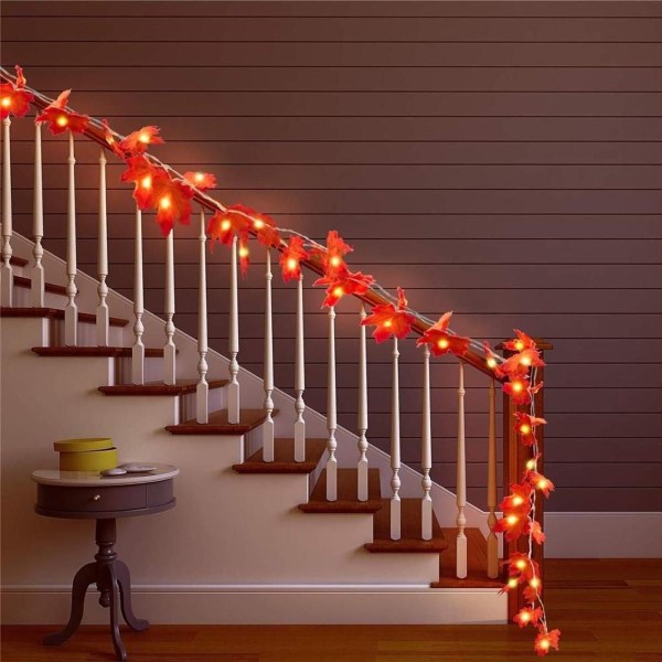 Juleblader lyslenke, 20 LED lønneblad, 3M, IP54 vanntett KLB