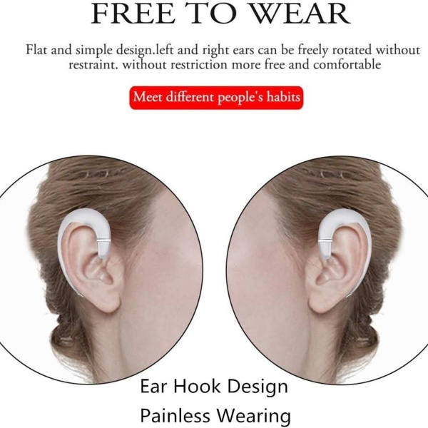 Trådlösa Bluetooth hörlurar med öronkrok, headset utan öronproppar silver