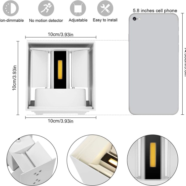 12W LED-vägglampa inomhus, 6000K vattentät KLB