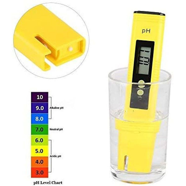 pH-meter, digital pH-testpen, pH-tester med LCD-display,